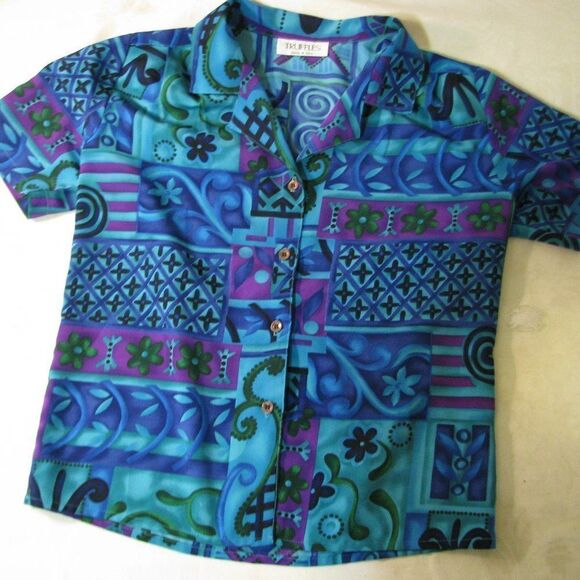 Vintage Truffles Abstract Geometric Hawaiian Shirt - Picture 2 of 6